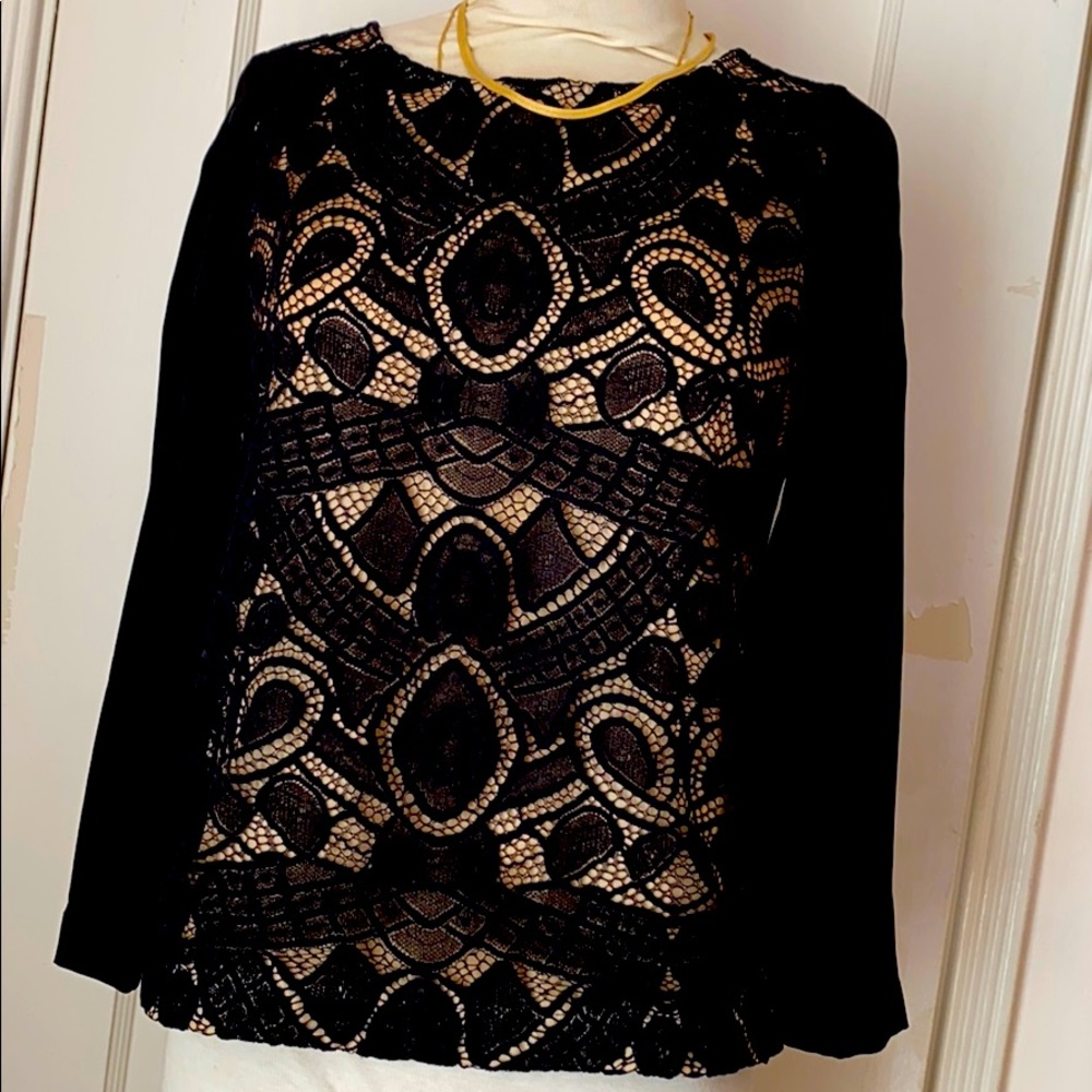 Twelfth Street Cynthia Vincent Black Lace Blouse